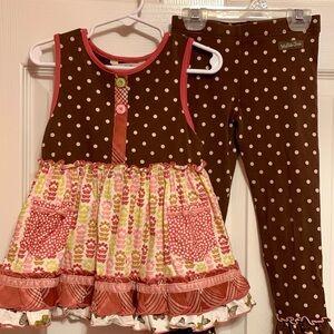 Matilda Jane Brown and Pink Kids Matching Set size 4